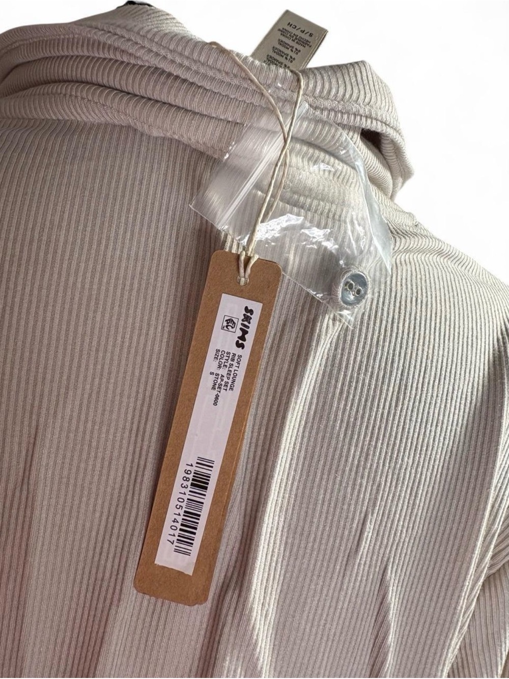 SKIMS Ribbed Long Sleeve Top in stone